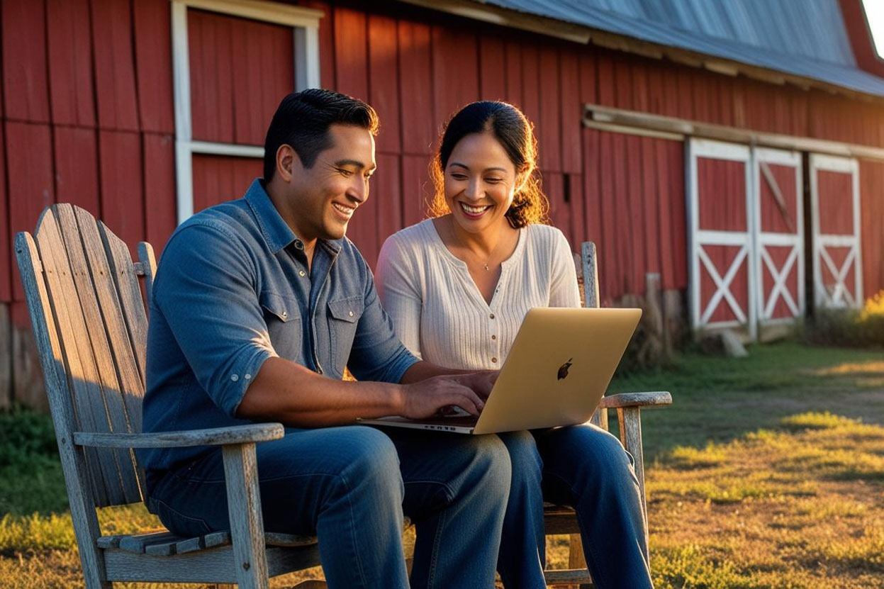 reading laptop couple